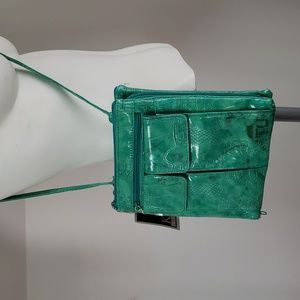 koltov green faux alligator leather crossbody bag small. NWT